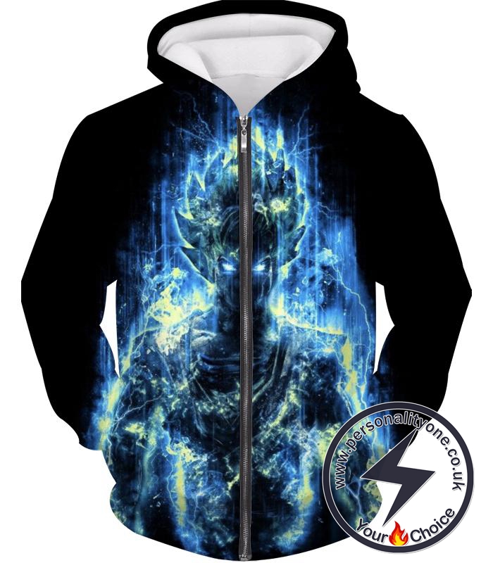 Dragon Ball Z Zip Up Hoodie - Super Saiyan Goku Blue Flash